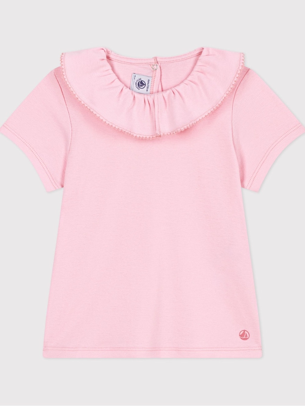 NWT Petit Bateau Pink Ruffle Collar Cotton T-Shirt 5Y 110cm